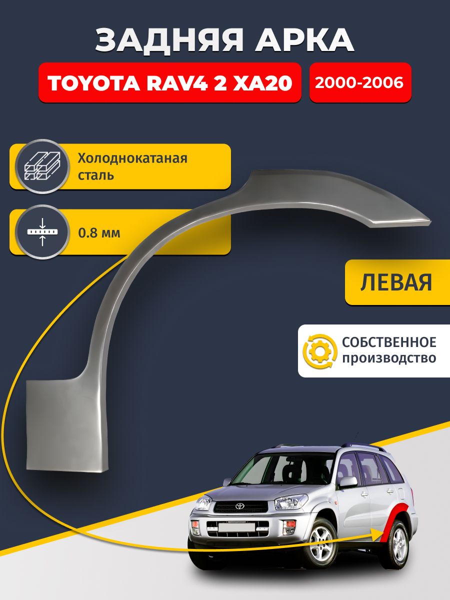 Левая задняя ремонтная арка для автомобиля Toyota RAV4 2 XA20 2000-2006 Внедорожник 5 дв (Рав 4). Холоднокатаная сталь 0,8мм.