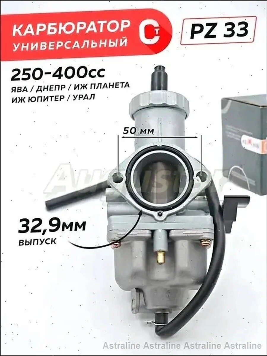Карбюратор PZ32/PZ33 для мотоциклов 250cc 300сс 400сс Иж, Урал, Днепр, К750