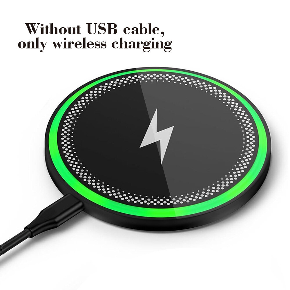 Ультратонкая круглая беспроводная зарядная станция Qi 15W для Apple Huawei 10W настольная черная