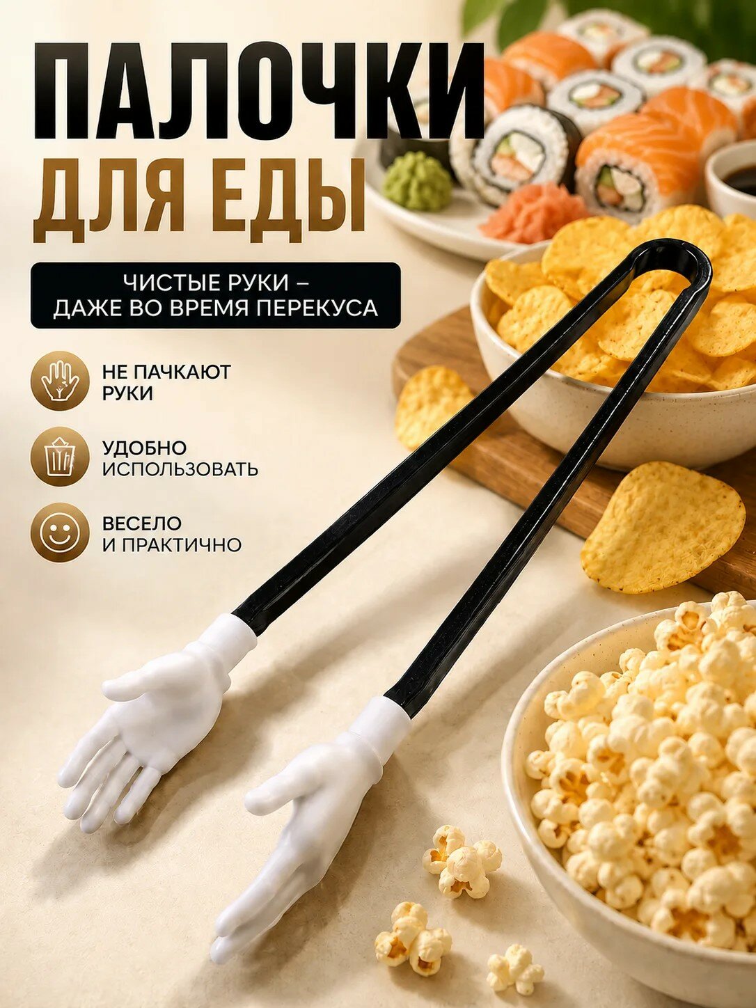 Палочки хваталки для еды, суши, роллов и чипсов