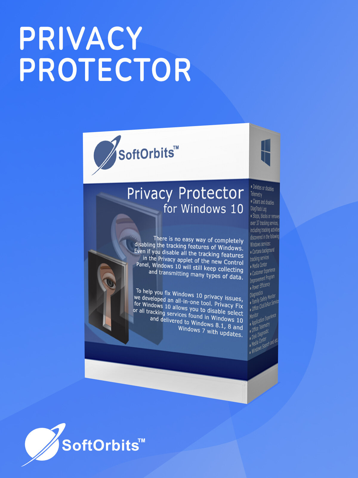 SoftOrbits Privacy Protector for Windows 10 (Отключение слежки для Windows 10) [Цифровая версия]