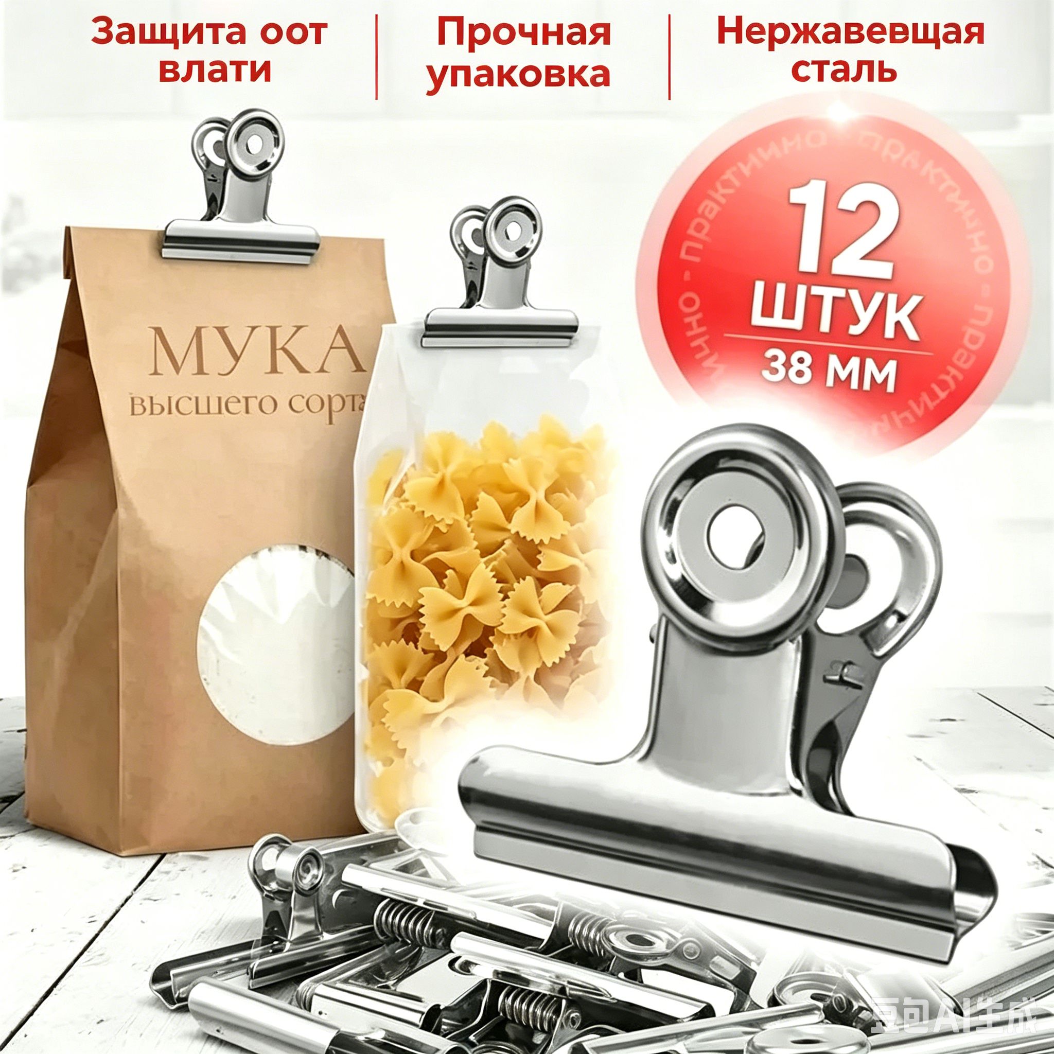 Зажим кухонный, 12 шт