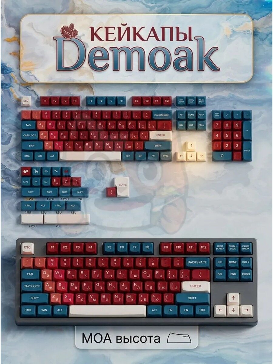 Кейкапы для механической клавиатуры Demo AK-01 ENG + RU, pbt, Cherry