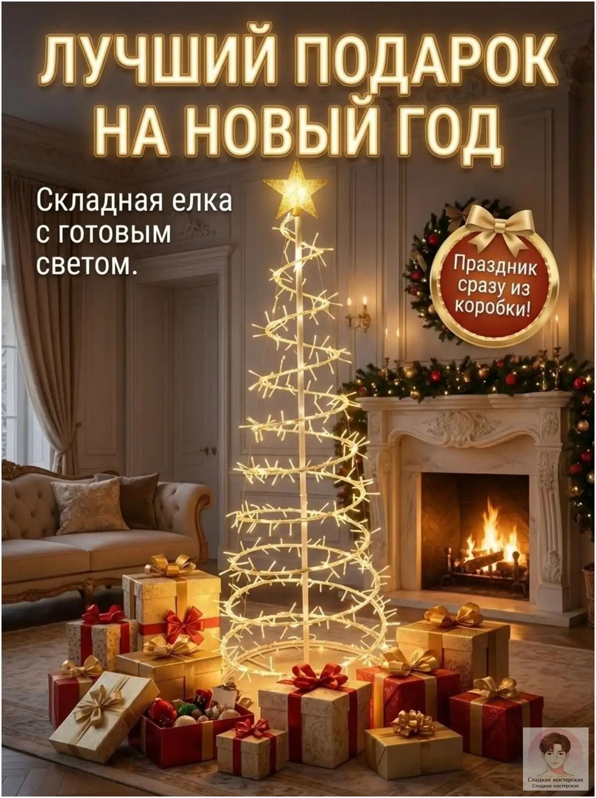 Елка искусственная 150 см с подсветкой напольная