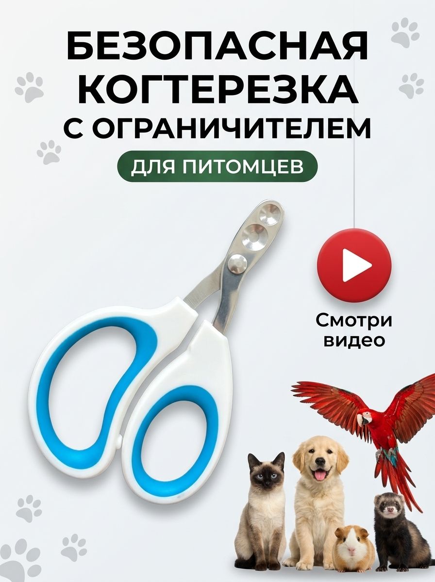 Когтерезка для кошек с ограничителем, ножницы для когтей кошек