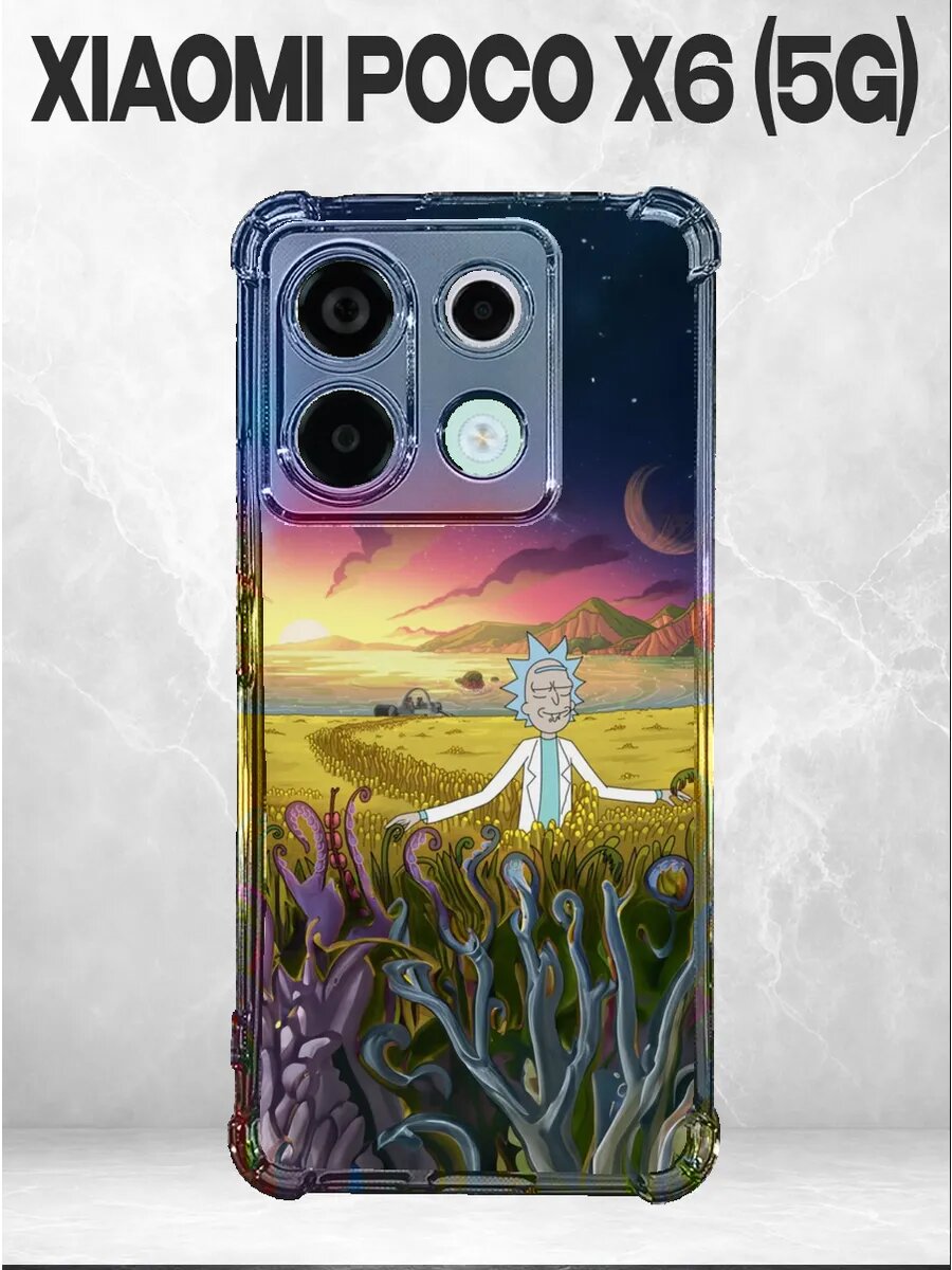 Чехол на Xiaomi Poco X6 5G с принтом рик и морти