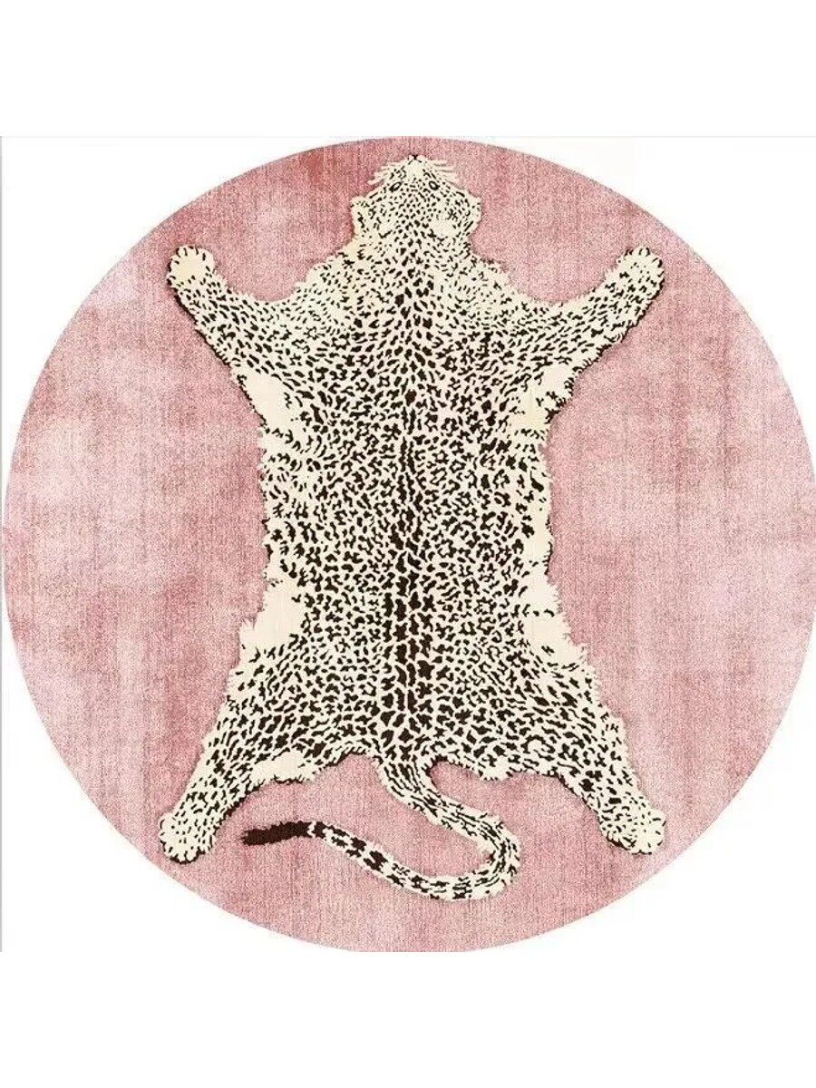 Ковер 160x160 см животные светло-розовый, белый, квадратный, войлок, ПВХ