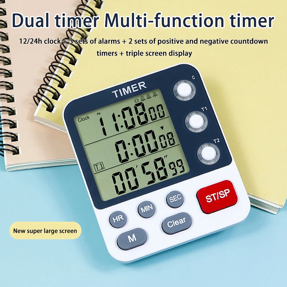Aideepen 3-канальный цифровой кухонный таймер Dual-timing (clock)