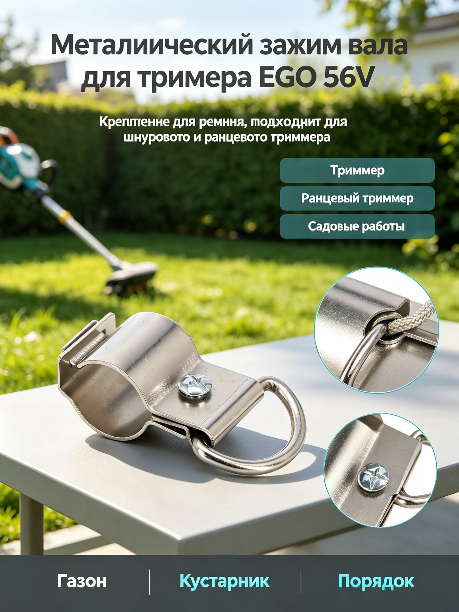Зажим для вала триммера с плечевым ремнем - совместим с леской FOR Ego 56V