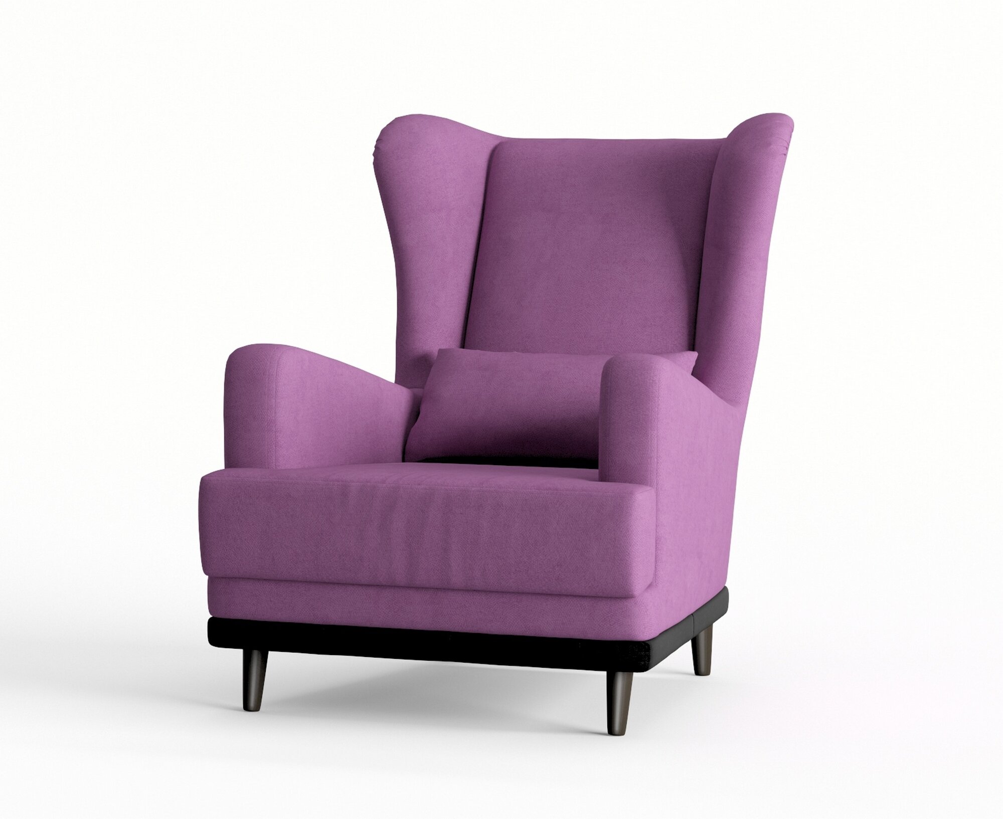 Мягкое кресло с подлокотниками из велюра, размер 75х90х90 см, цвет обивки Maserati Violet, каркас из массива дерева, для гостиной и офиса