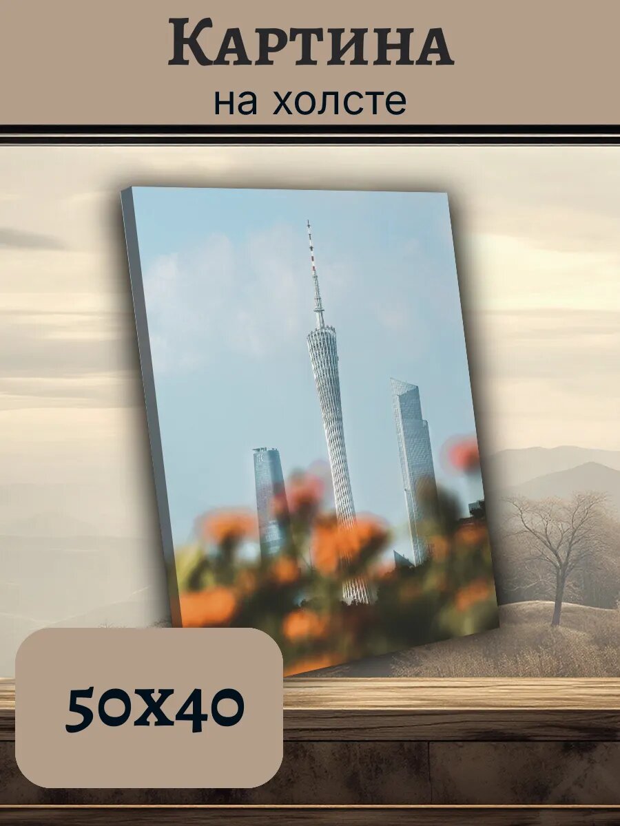 Картина Постер Китай China 40x50 башня