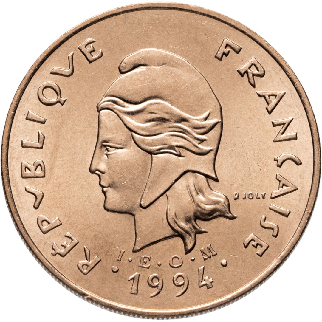 Новая Каледония 100 франков francs 1994, Бронза, в сохранности UNC