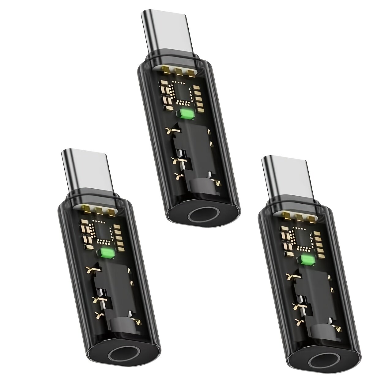 Адаптер USB-C на 3.5 мм для аудио, черный, 3 шт.
