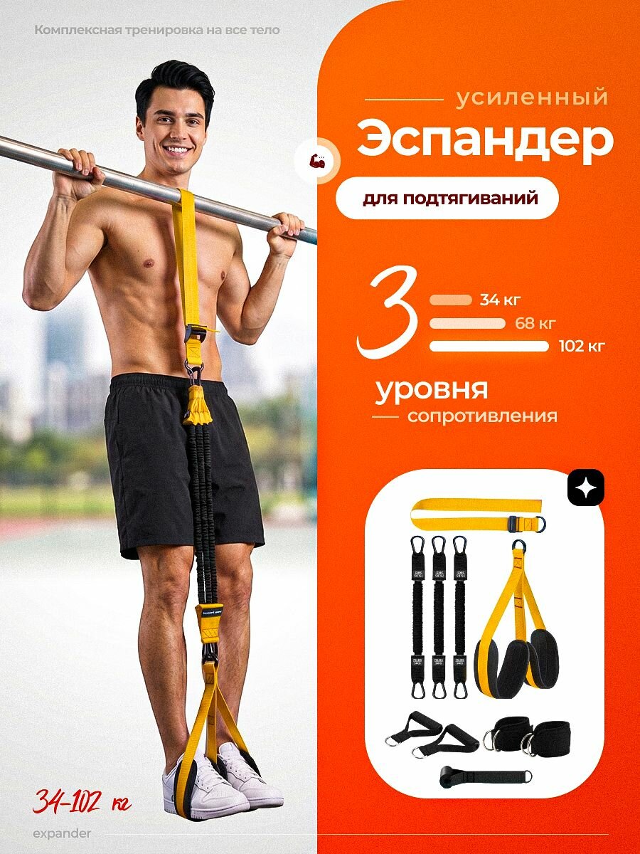 ФизКультура Эспандер , 3 шт, 102 кг