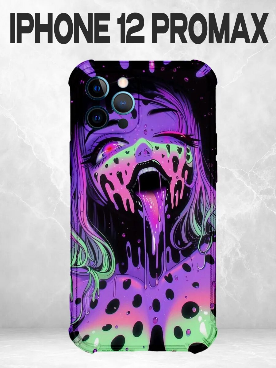 Чехол на iPhone 12 Pro Max с принтом неон аниме тян