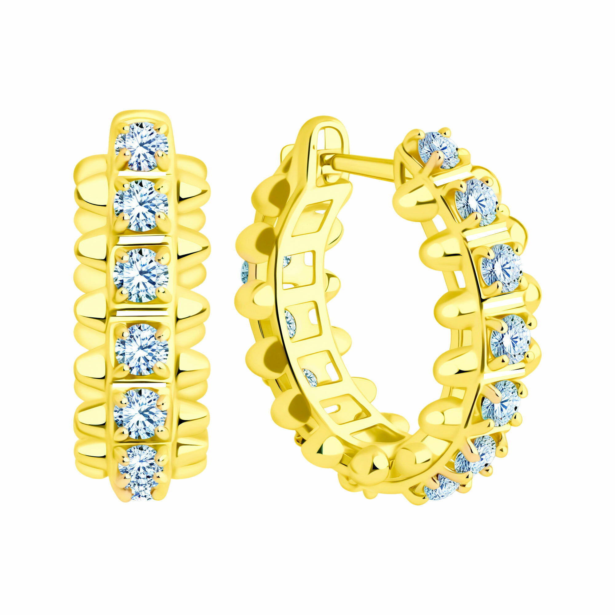 Серьги Diamant online, желтое золото, 585 проба, фианит