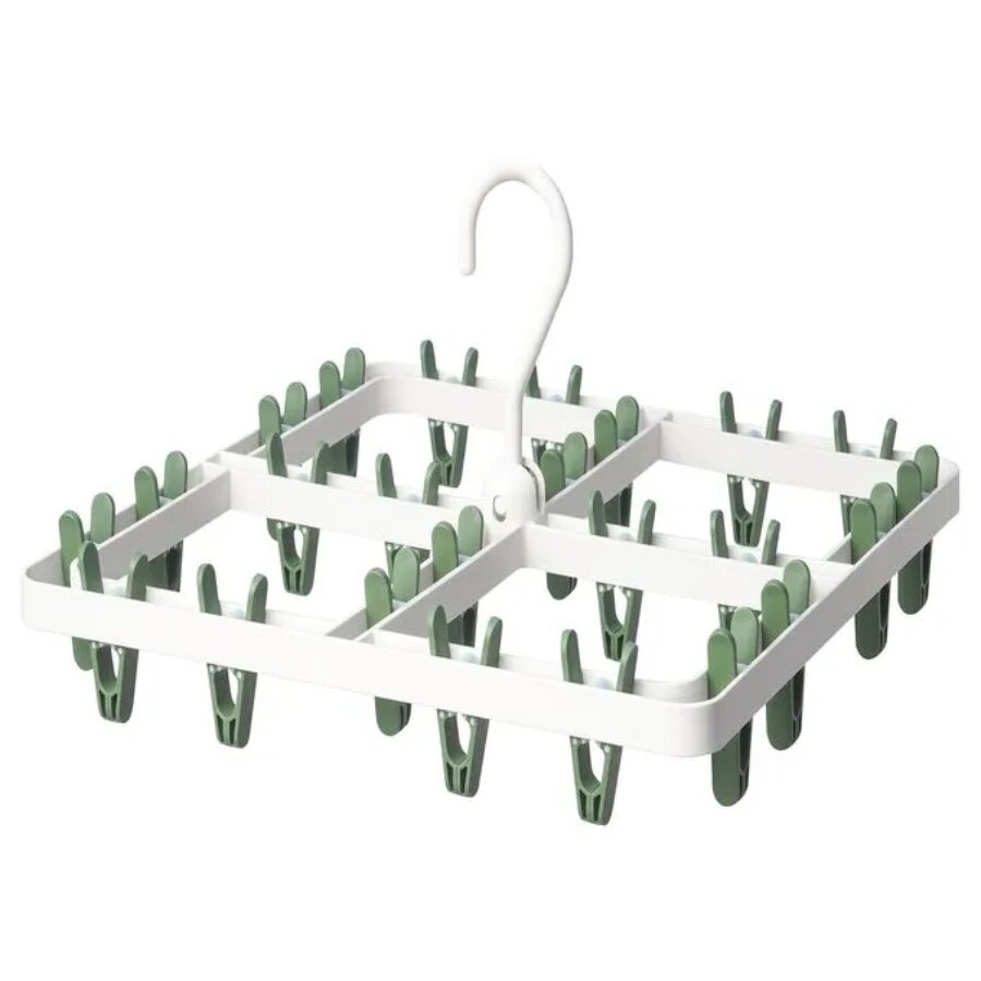 IKEA (икеа), SLIBB, Сушилка для белья с 24 прищепками, зеленая