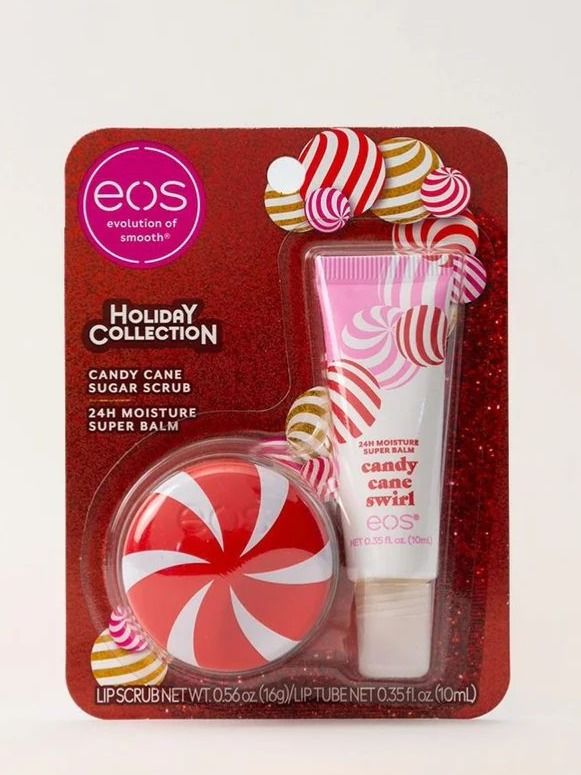 Подарочный набор EOS Holiday-Скраб для губ -16 гр и Бальзам для губ -10 мл Candy Cane Swirl Lip Treatment Duo