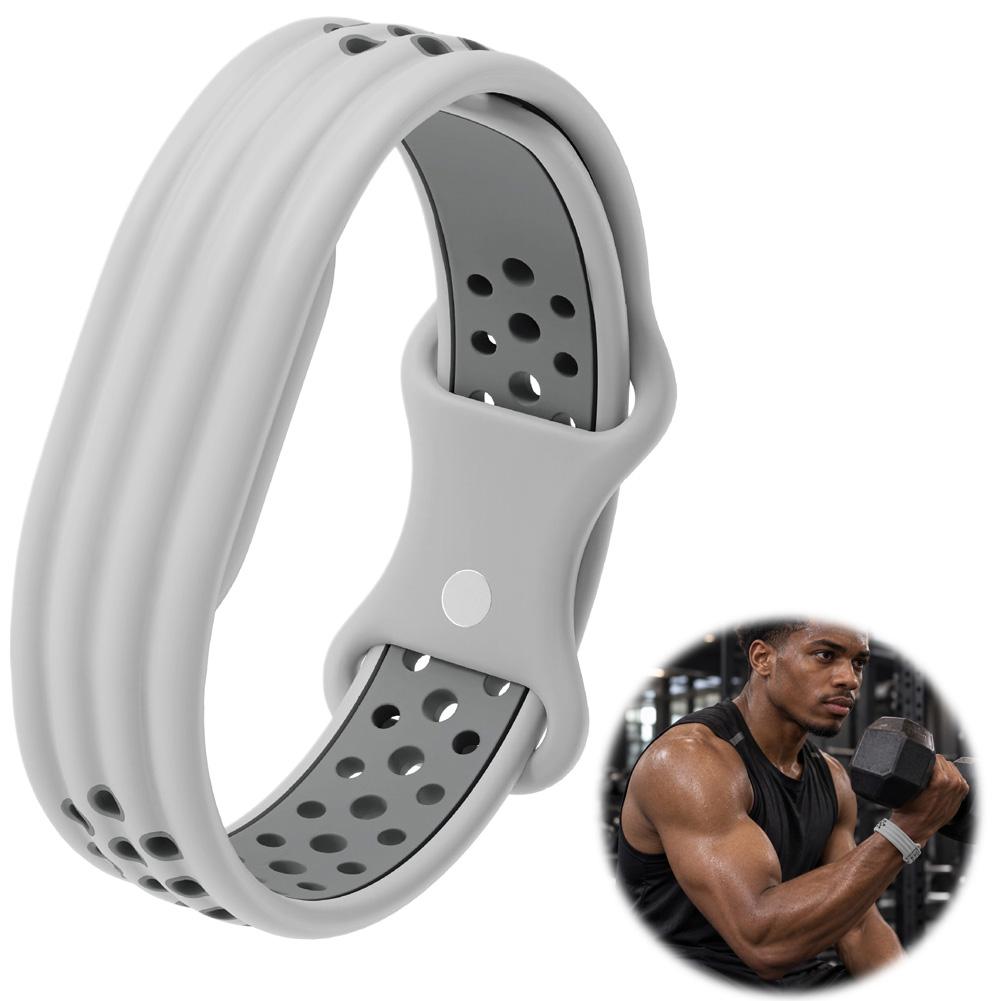 Ремешок силиконовый для смарт-часов Google Fitbit Air, темно-серый с черным, с перфорацией