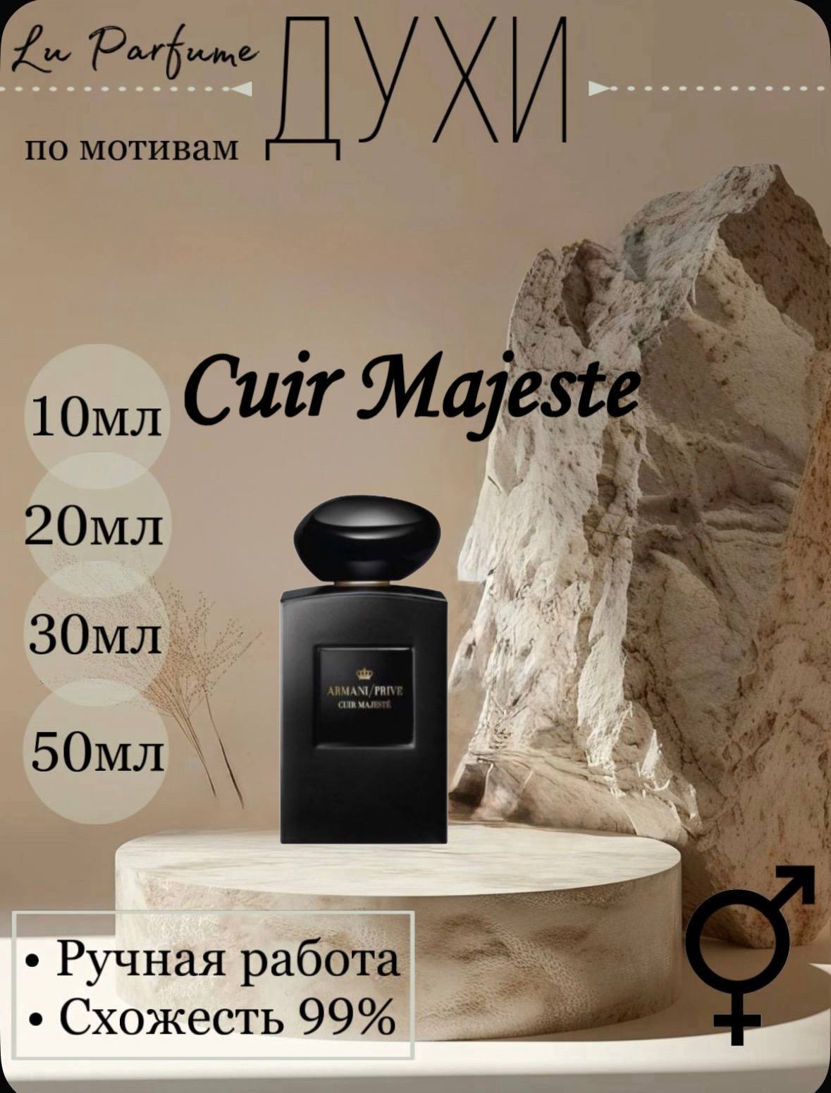 Духи ручной работы по мотивам 'Cuir Majeste', для мужчин и женщин