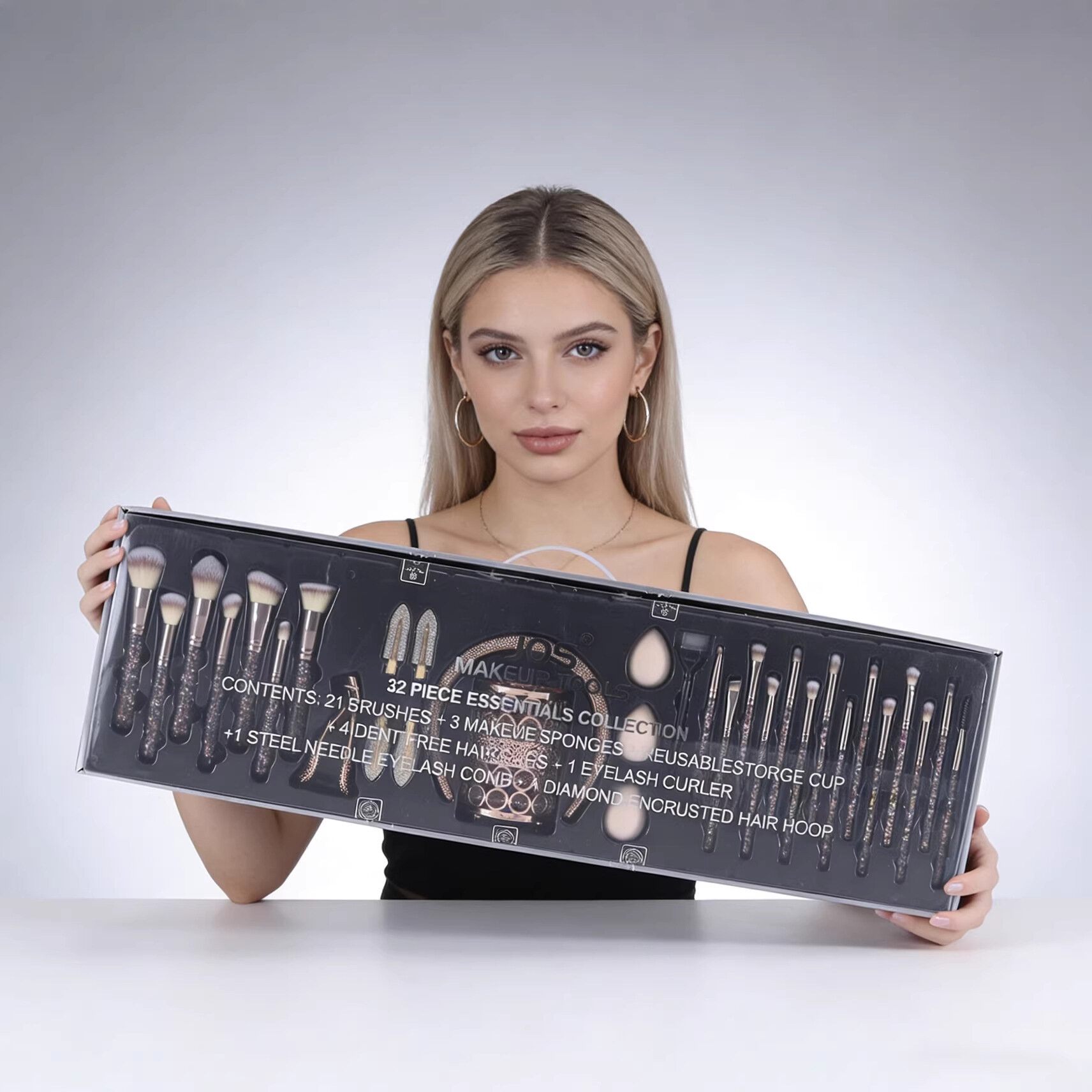 JOS Diamond Crystal Series 32-Предметный Профессиональный Набор Косметических Кистей в Иризентном