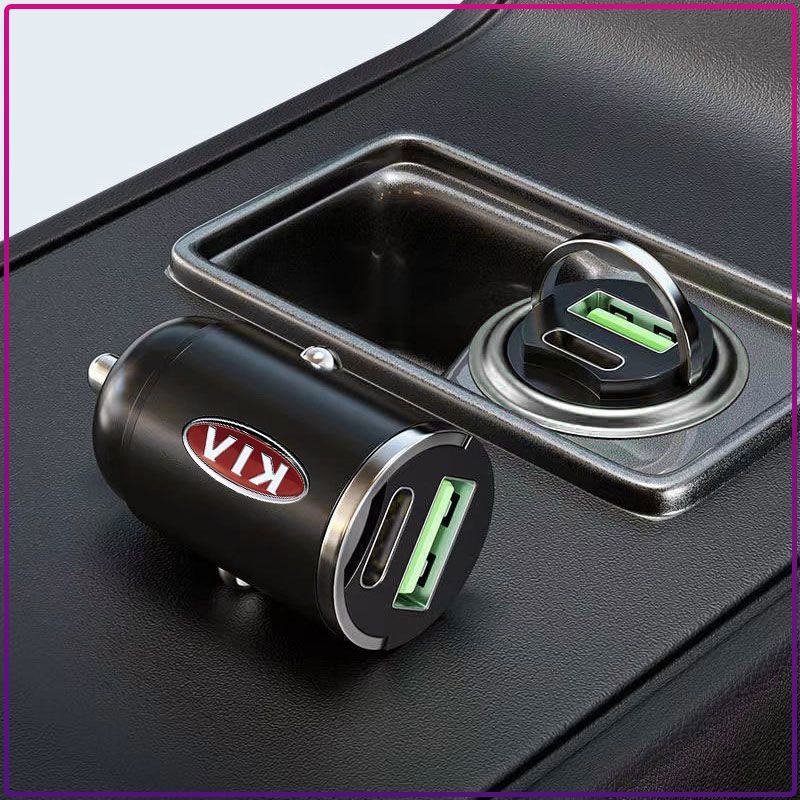 Киа(KIA) Автозарядка металлический адаптер прикуривателя 12V-24V двойной выход USB Type-C сверхбыстрая зарядка