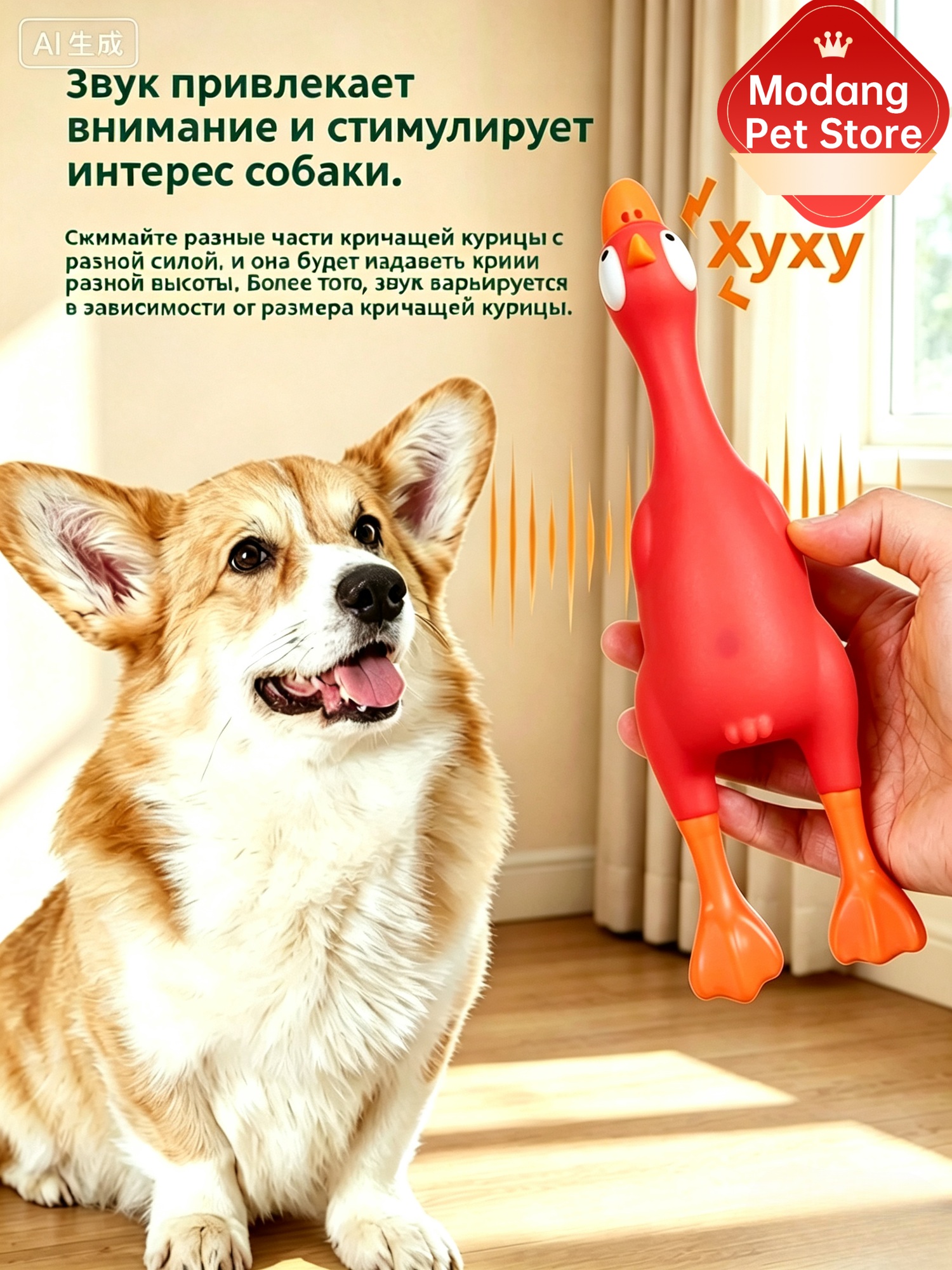 Игрушка для собак, 23 см, пищащая резиновая утка, для прорезывания зубов и интерактивных игр