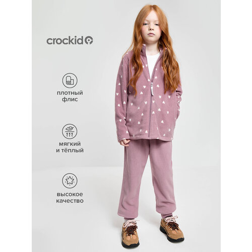 фото Брюки crockid детские флисовые брюки, демисезон, размер 60/116, розовый