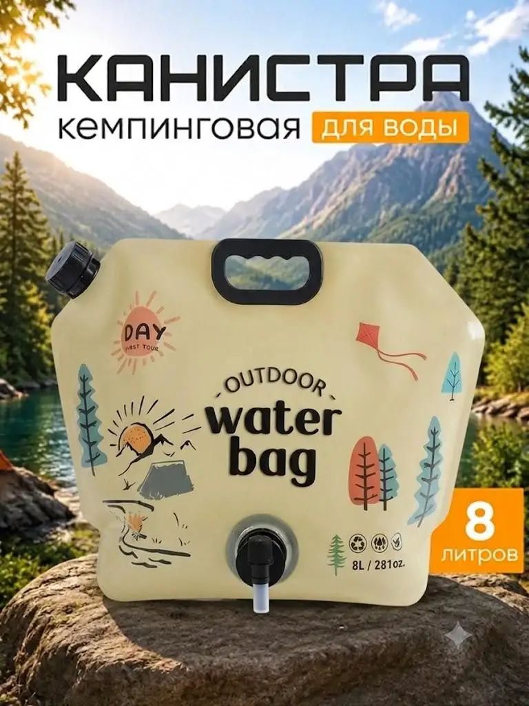 Складной гидратор 8Л из пищевого ПЭ прочный водный мешок для походов и пикников