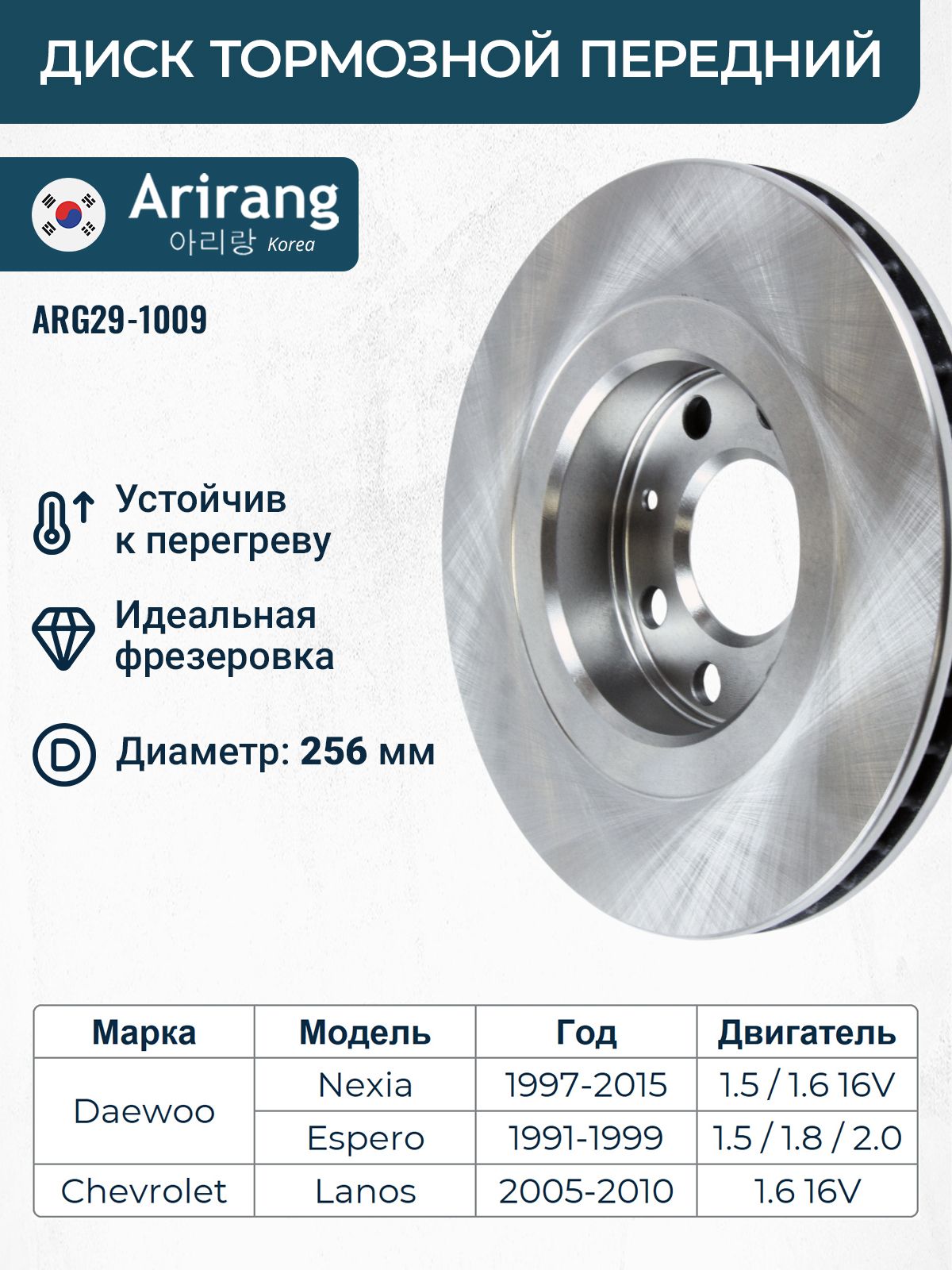 Диск тормозной передний D 255 мм Дэу Нексия 16V, Шевроле Ланос R14 / OEM 96179110