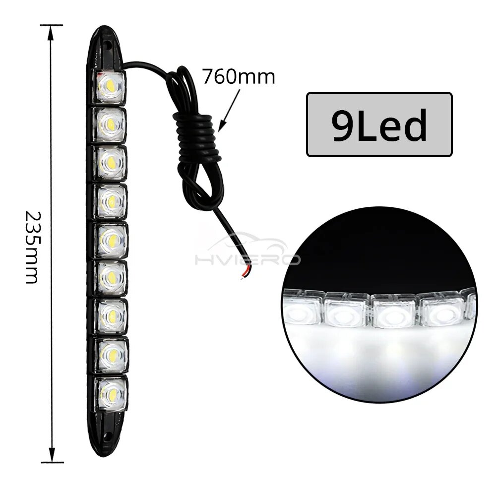 9 LED Белые дневные ходовые огни 760 мм