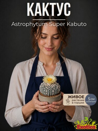 Изображение товара Астрофитум Супер Кабуто (Astrophytum Super Kabuto) D5см, растение в горшке