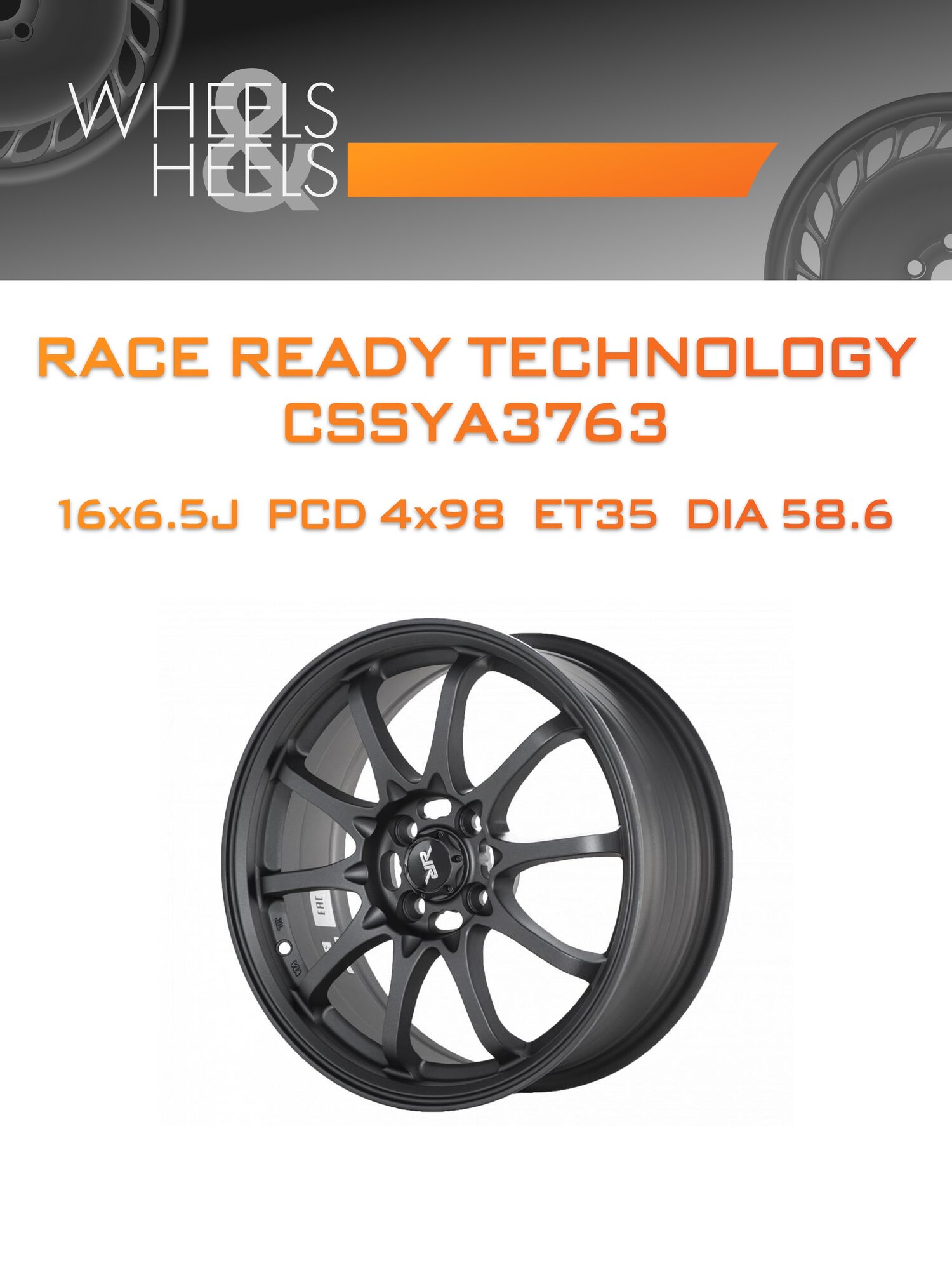 Диск автомобильный литой Race Ready Technology CSSYA3763 16x6.5 4x98 et35 dia58.6 Графит матовый