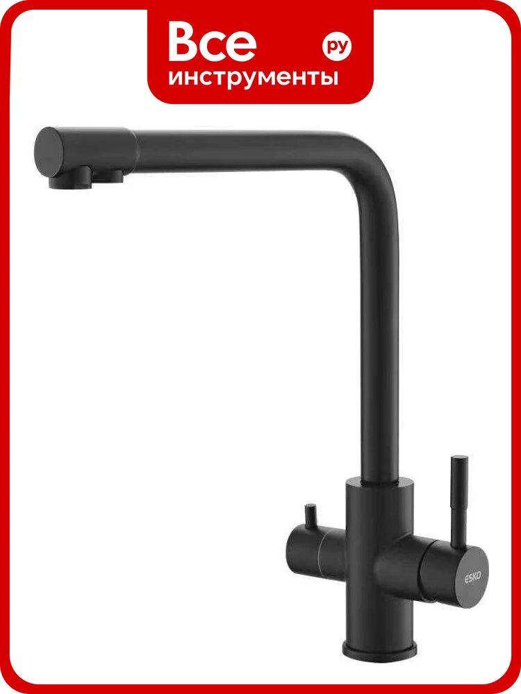 Смеситель для кухни ESKO Granite Black с подключением к фильтру, R-излив GR 04 B