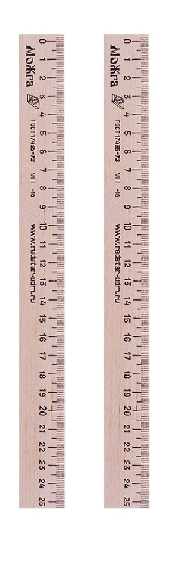 Линейка Можга С06, дерево, 250 мм, 2 шт.