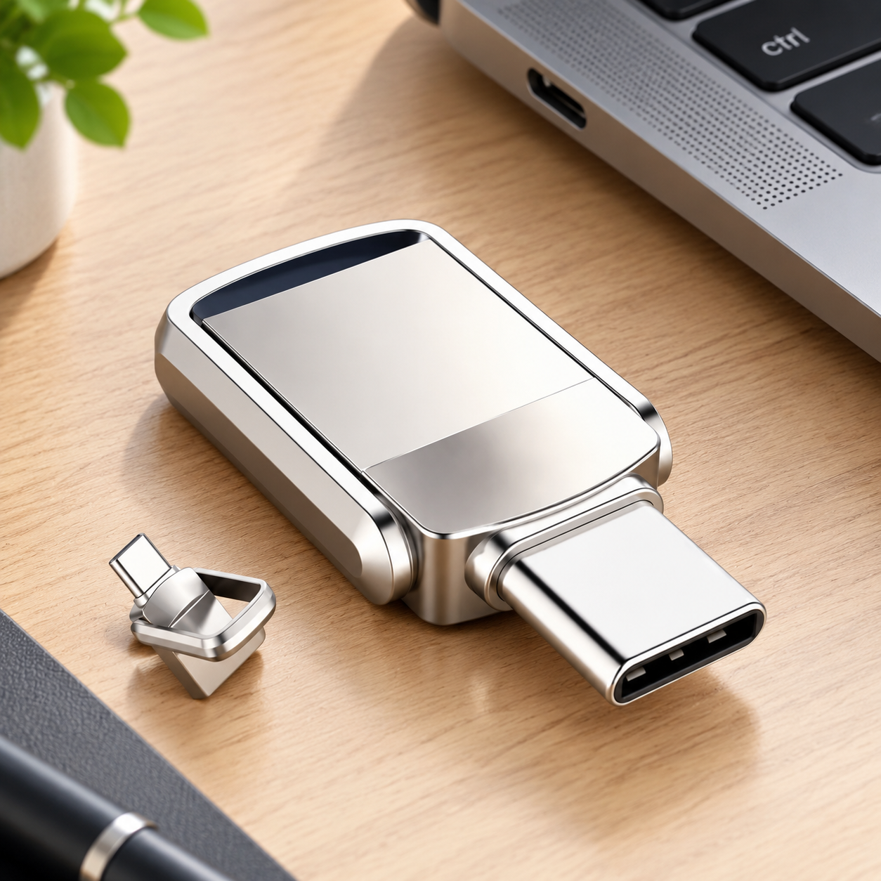 USB-накопитель Type-C 2ТБ, OTG (Цвет товара: серебристый)