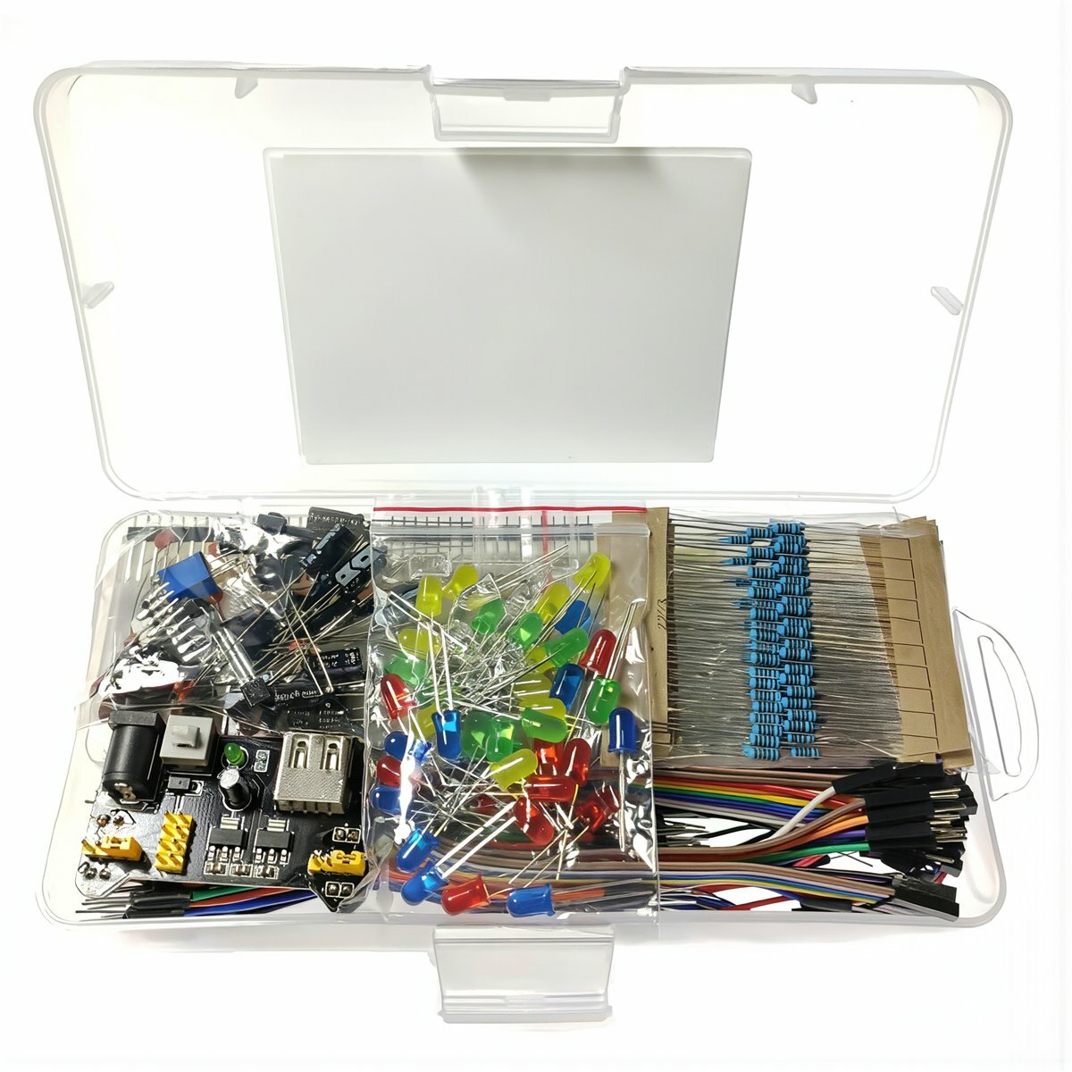 Удобный стартовый набор базовых электронных компонентов совместимый с Arduino на 830 точек макетная плата для выездных практик, Набор с макетной платой на 830 точек