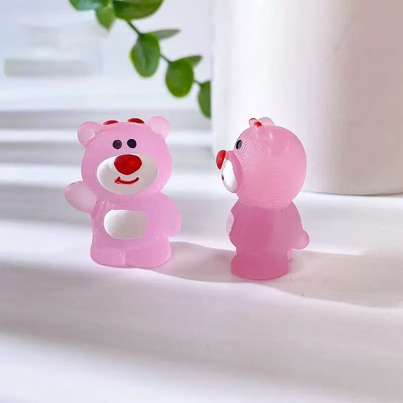 Мультяшная 3D резиновая медвежонок машет с клубникой ночная подсветка заколка для волос автомобильный интерьер