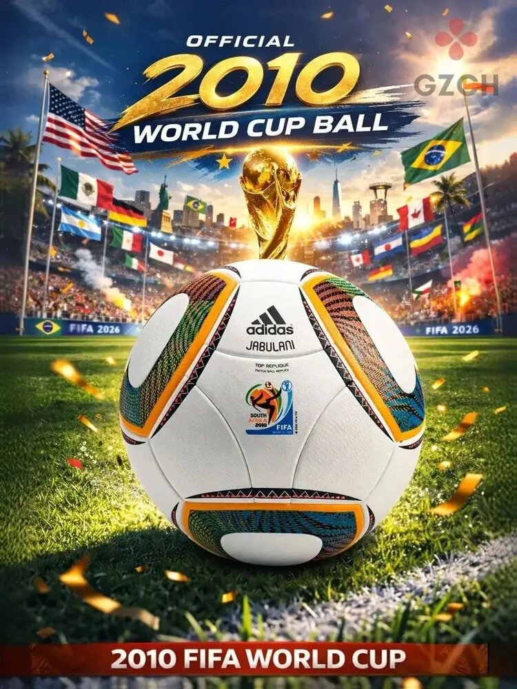 Footballisimo Мяч футбольный Jabulani, 5 размер, белый, дизайн ЧМ 2010