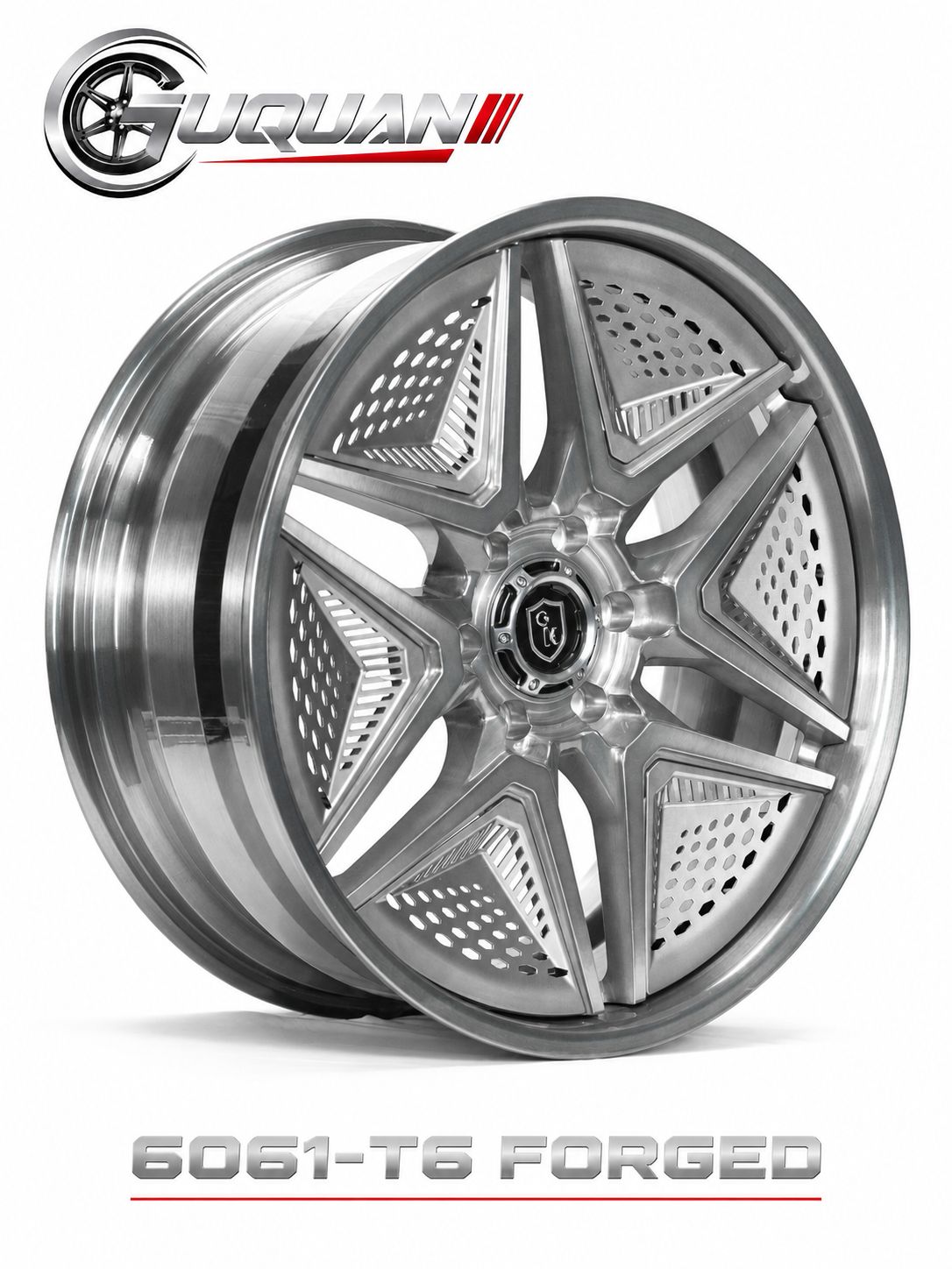 Кованый колесный диск CK 4200E2295-2 R22 9.5J ET25 6x139.7, серые брашированные спицы, черный брашированный обод