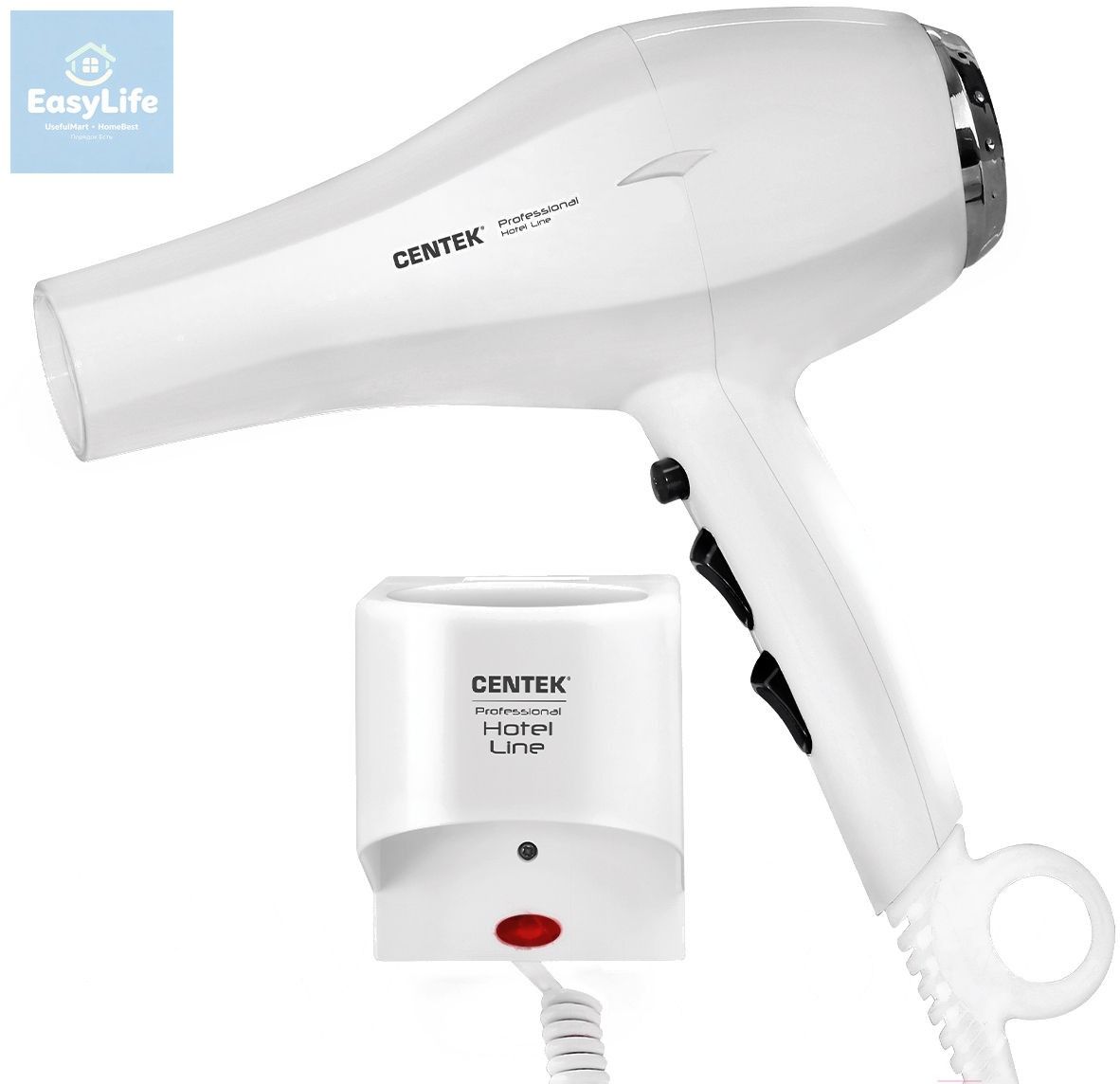 Фен-щетка для волос Фен CT-2251 White Centek 2200 Вт, скоростей 2, белый
