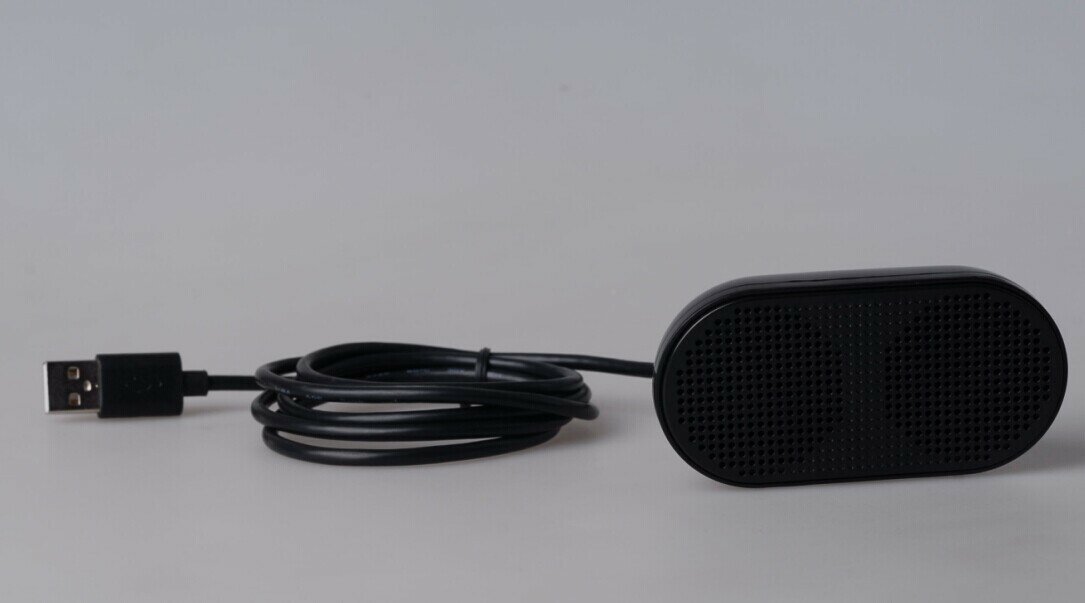 USB мини-колонка для ноутбука, двойной канал звука, черный цвет, компактный дизайн 8.5x3x4.2см