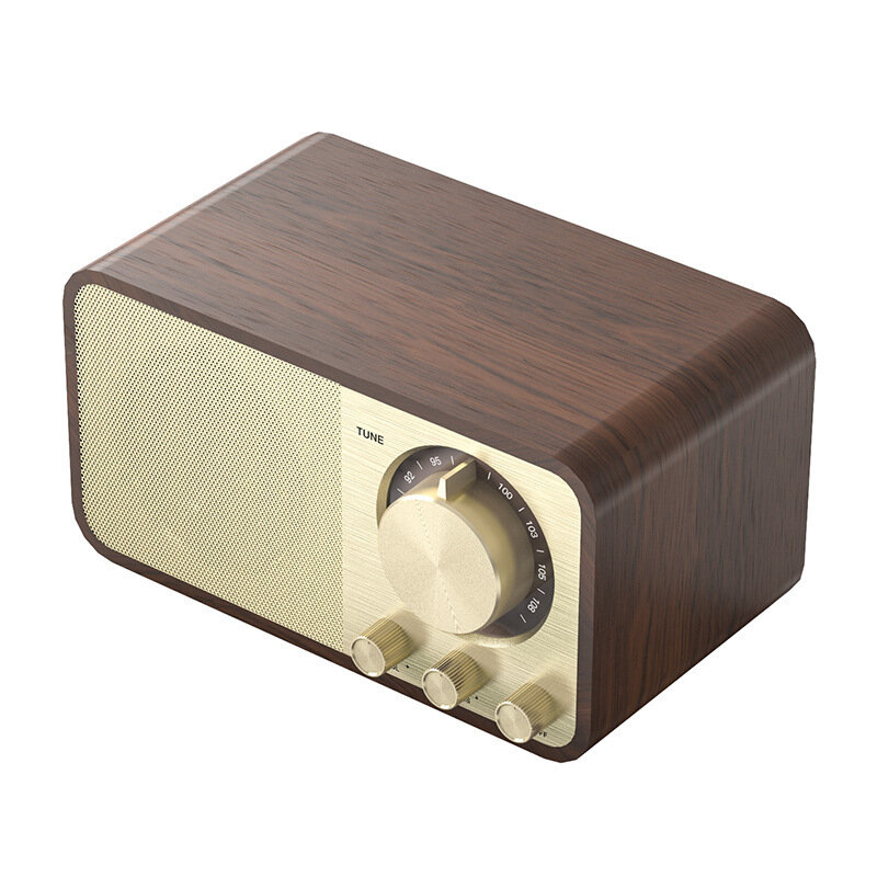 Ретро беспроводная Bluetooth колонка настольная с двумя динамиками FM радио деревянный корпус JY66 дерево с TF картой