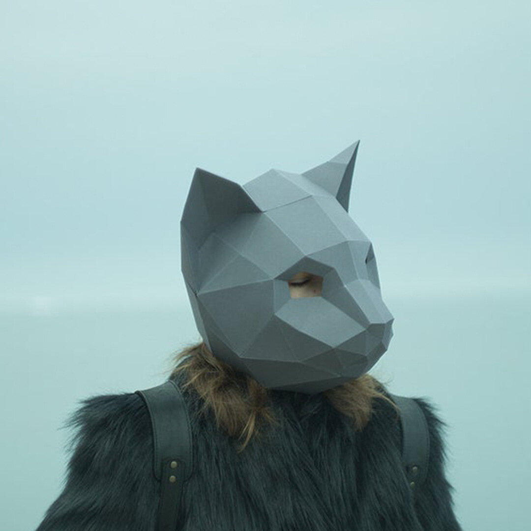 Бумажная геометрическая 3D маска головы кошки для костюмов на вечеринки дни рождения и праздники