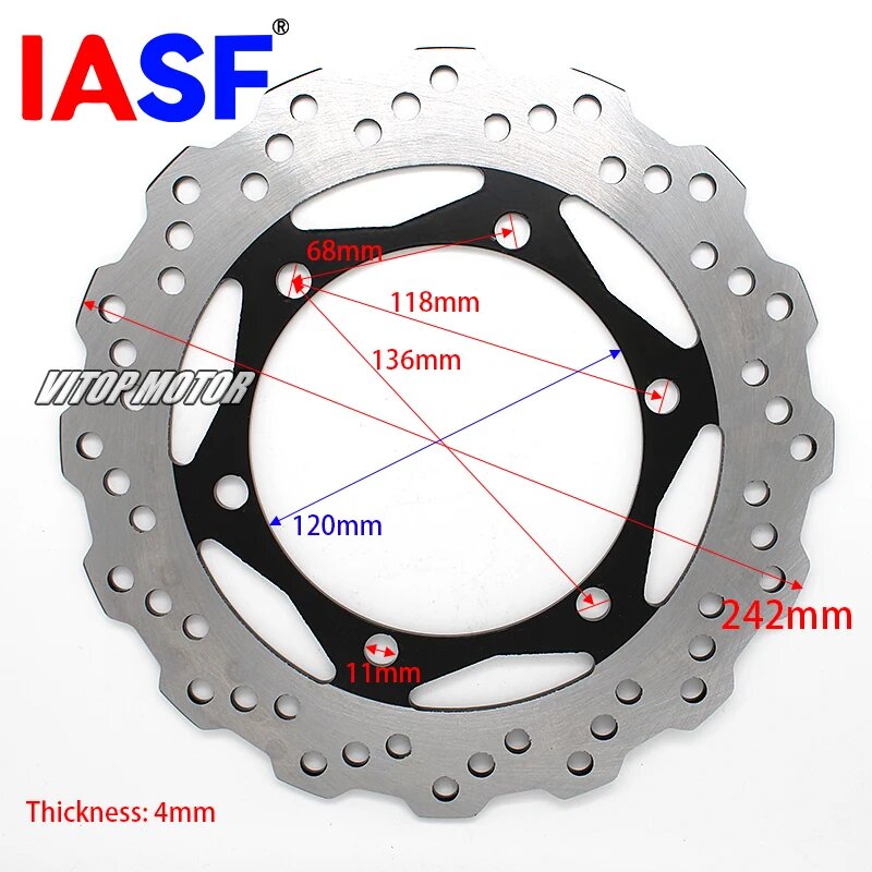 IASF Задний тормозной диск для мотоцикла Kawasaki KL650 KLR650 2008-2018 41080-0100-11H