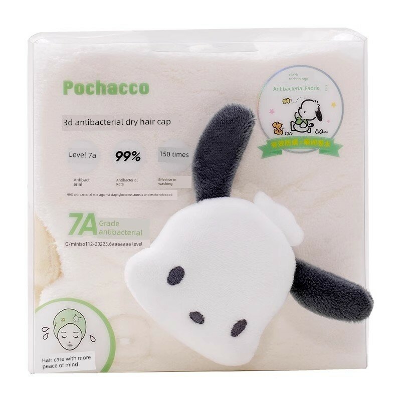 MINISO Почкачо Быстросохнущая Шапочка для Волос для Женщин, Мягкая Абсорбирующая Банный Головной Убор с Милым Собачьим