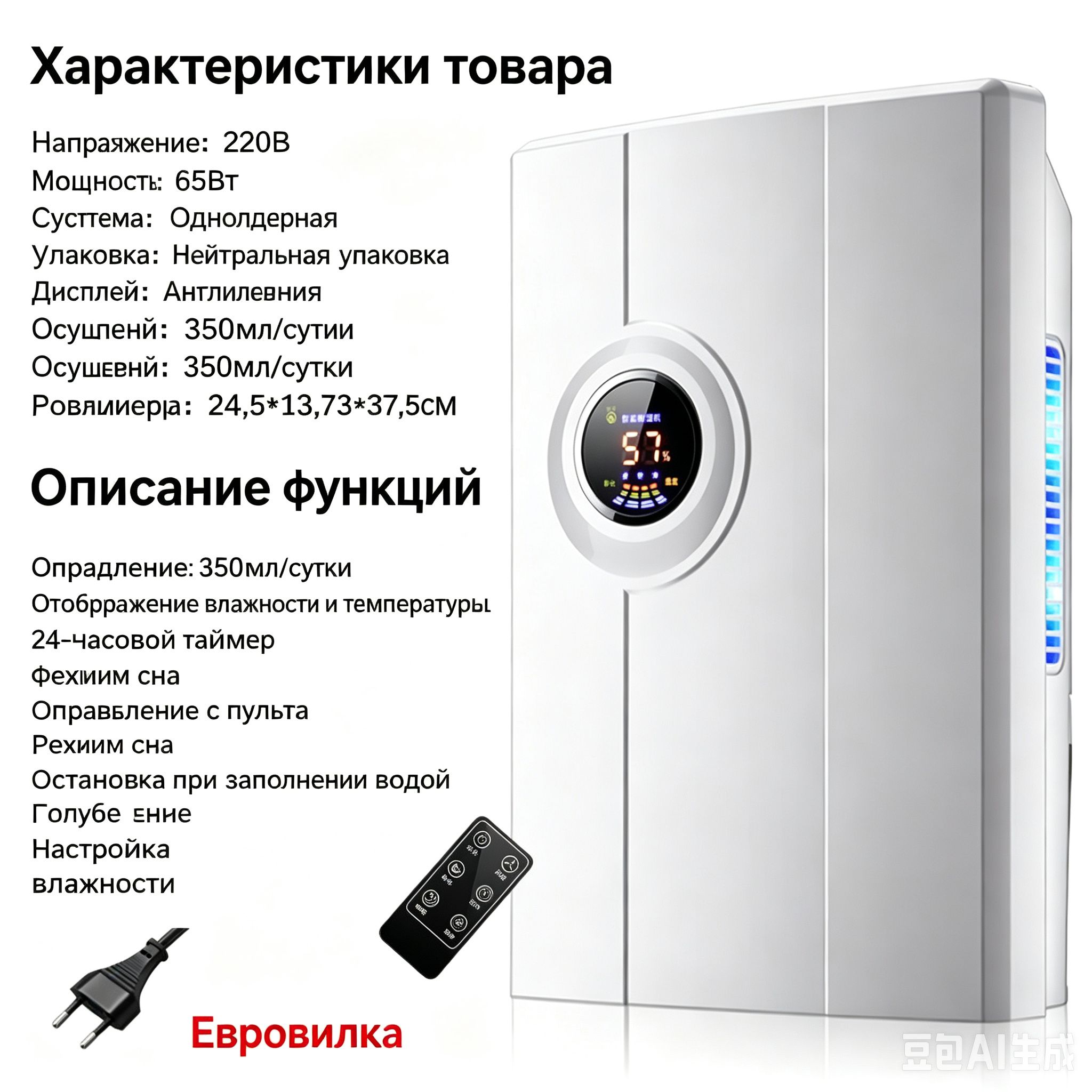 Осушитель воздуха адсорбционный для дома, квартиры, подвала