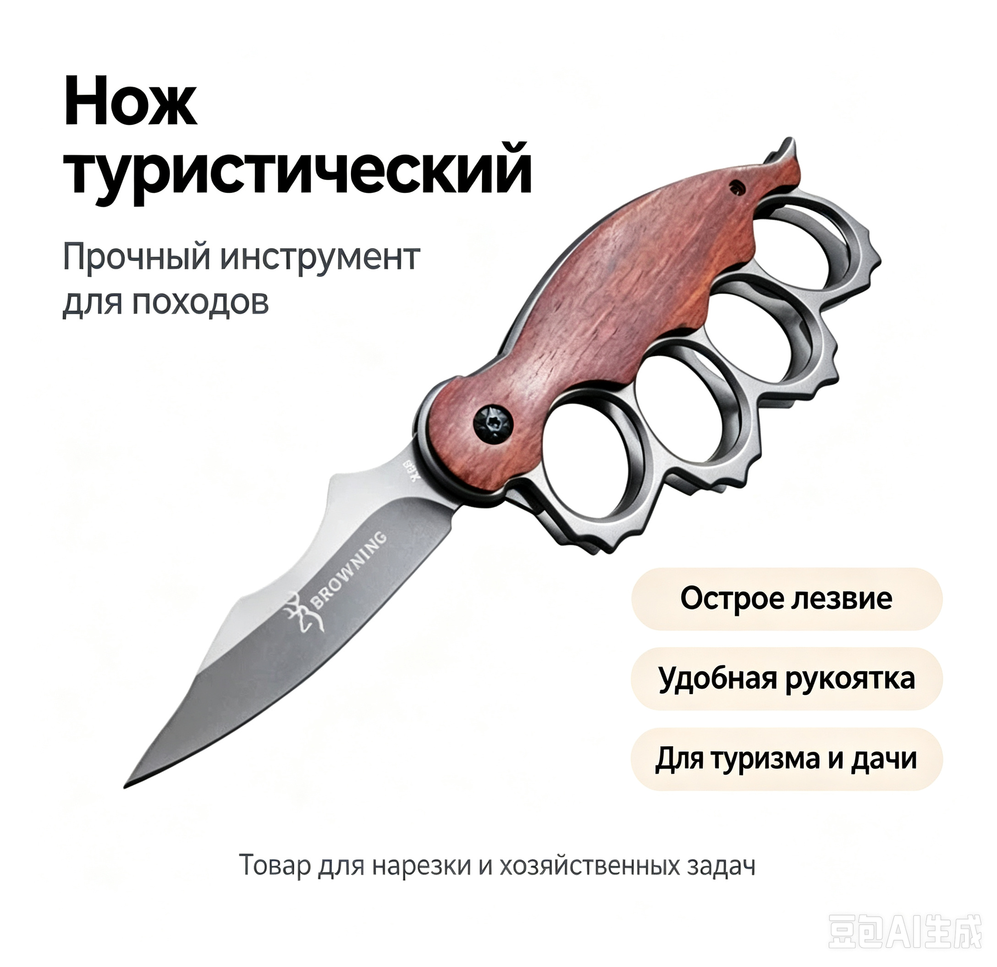 Кемпинговый мини-нож с деревянной рукояткой, складной нож высокой твердости, с тигровой рукояткой для четырехпальцевого хвата, портативный нож для фруктов.