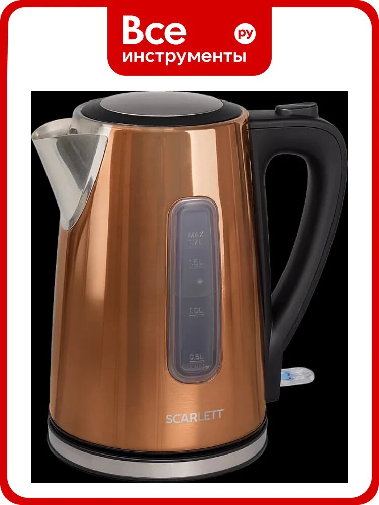 Чайник электрический Scarlett 2200 Вт, 1,7л, нейлоновый фильтр, контроллер STRIX SC-EK21S106