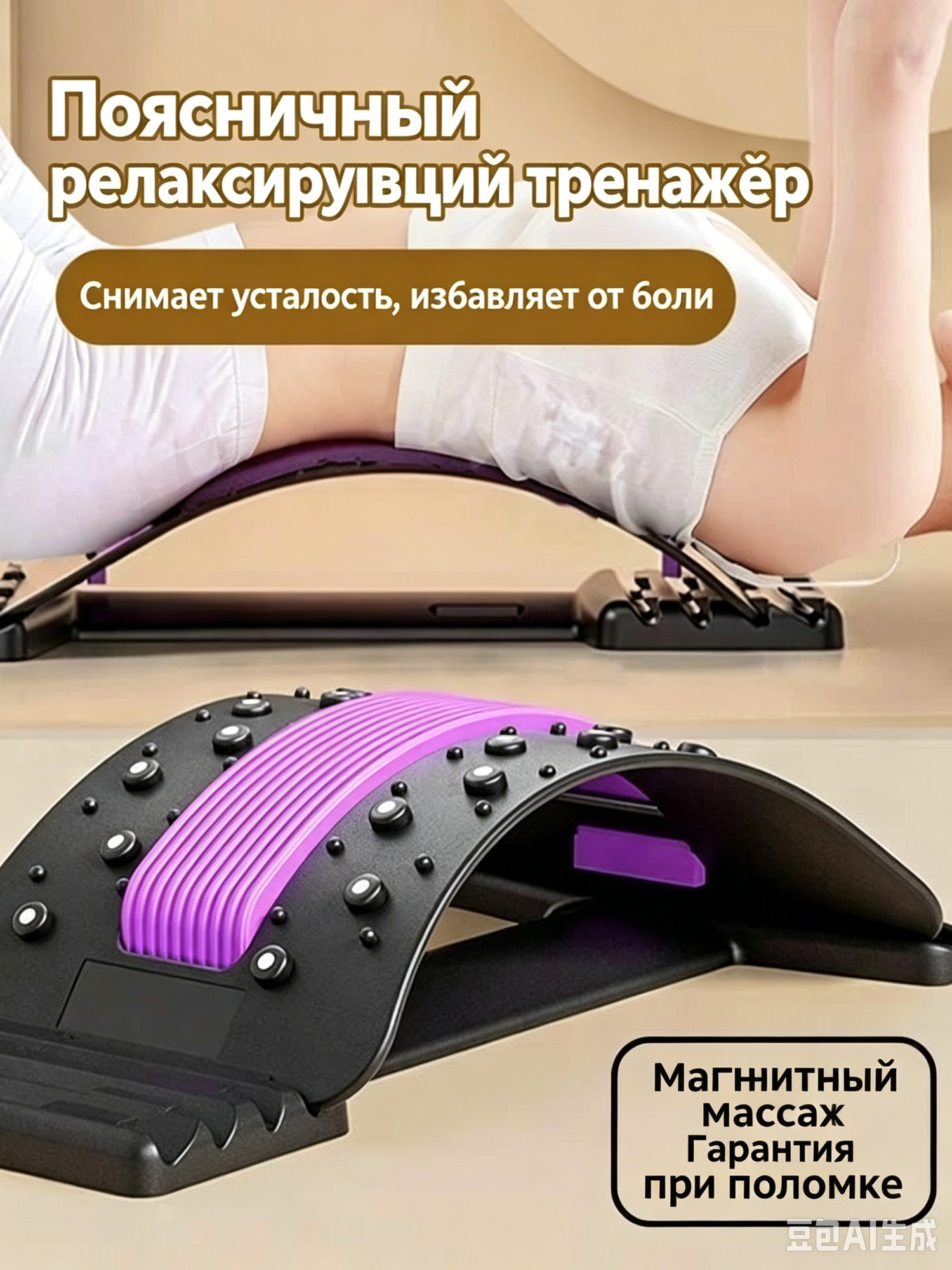 Массажер для поясницы синий, 33x18x2 сантиметров, Для растяжки и коррекции осанки, Удобная форма для спины